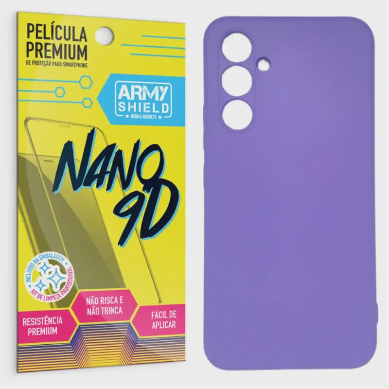 Capa Capinha Lilás Samsung M14 + Película Nano Cerâmica 9D