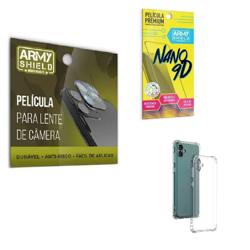 Película De Câmera E Tela Samsung A04 + Capinha Anti Shock
