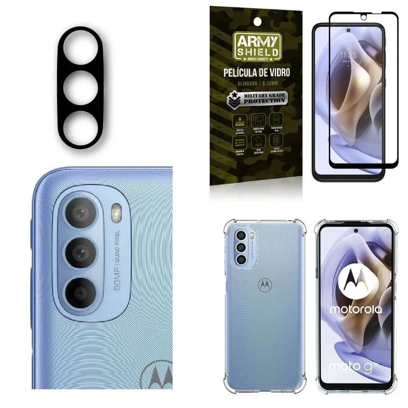 Capinha Moto G31 + Película de Câmera + Película 3D