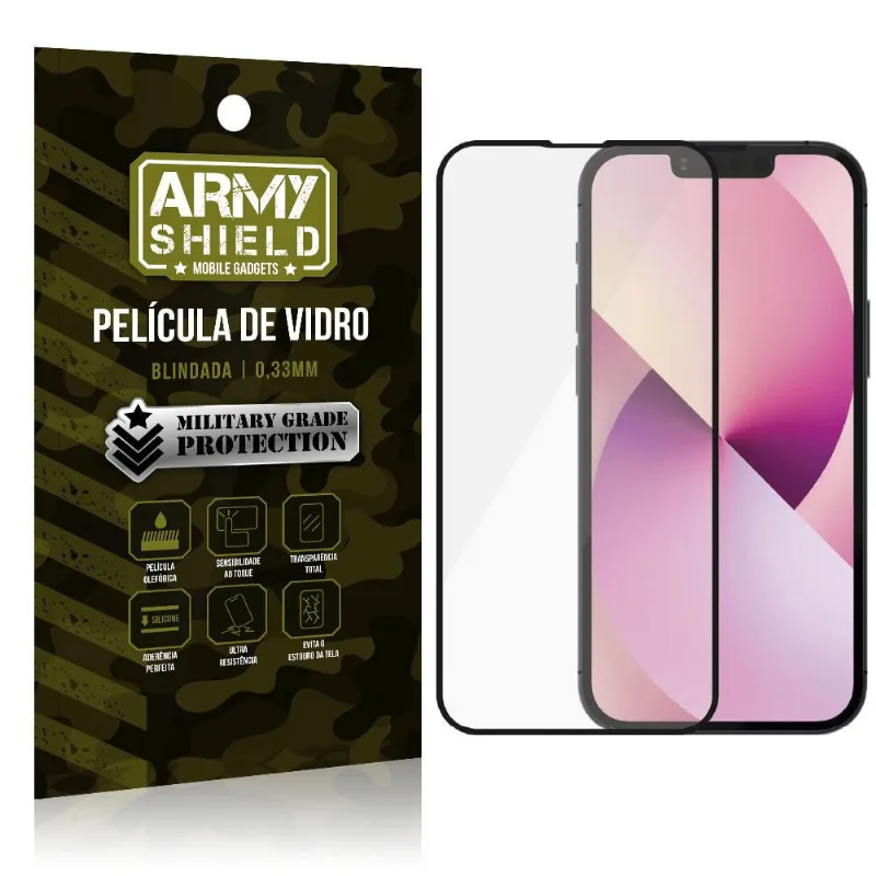 Película de Vidro iPhone 13 Mini Blindada para tela 6,4 Full Cover - Armyshield