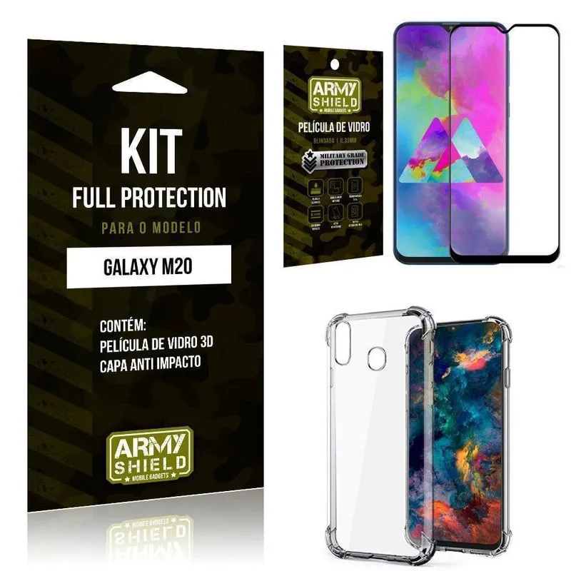 Capinha Anti Impacto+película Vidro 3d Samsung M20
