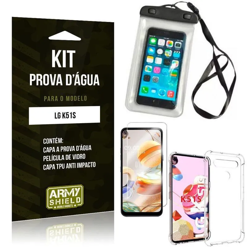 Capinha Prova D'água Lg K51s+capinha Anti Impacto+película