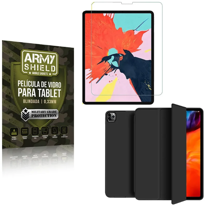 Capa Smart Cover + Película de Vidro iPad Pro 12.9' 2020 2021 - Armyshield
