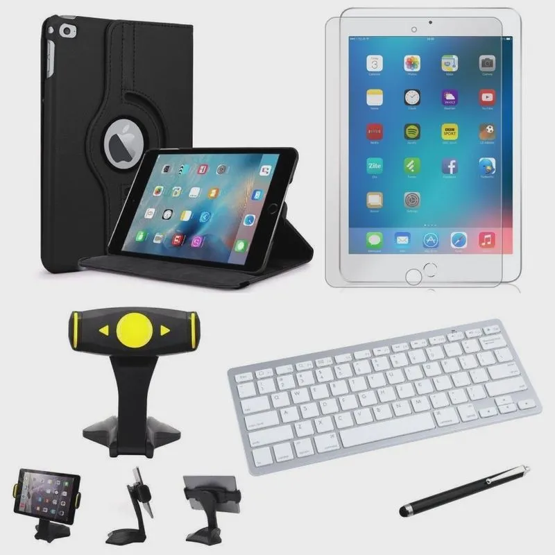 Capa Giratória iPad mini 2019 7.9' + Película + Teclado + Suporte Mesa + Caneta - Armyshield