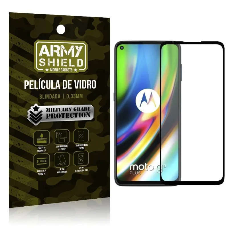 Película de Vidro 3D Cobre a Tela Toda Blindada Moto G9 Plus - Armyshield