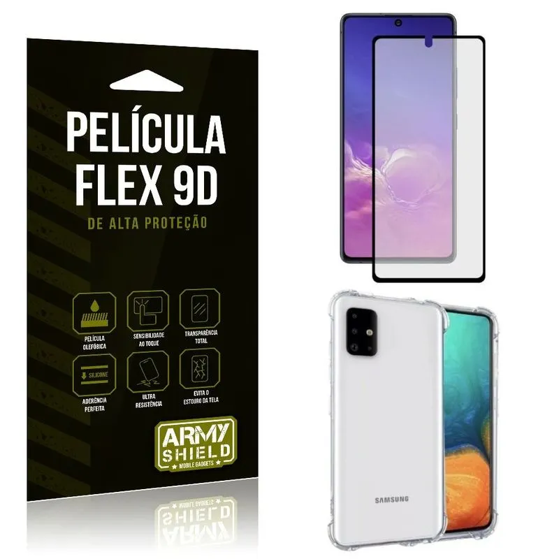 Capa Anti Impacto + Película Flex 9D Cobre a Tela Toda Blindada Galaxy Note 10 Lite - Armyshield
