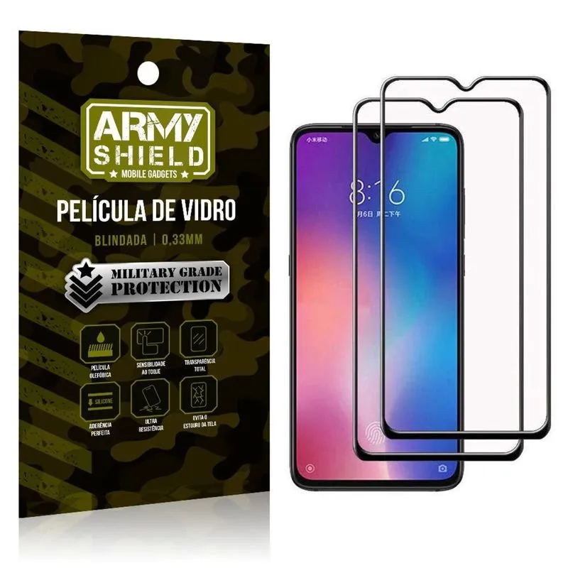 Kit 2 Películas de Vidro Blindada 3D Full Cover Mi 9 Lite - Armyshield