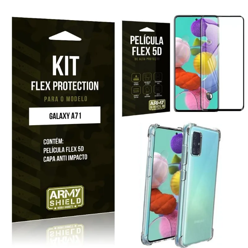 Kit Flex Protection Galaxy A71 Capa Anti Impacto + Película Flex 5D - Armyshield