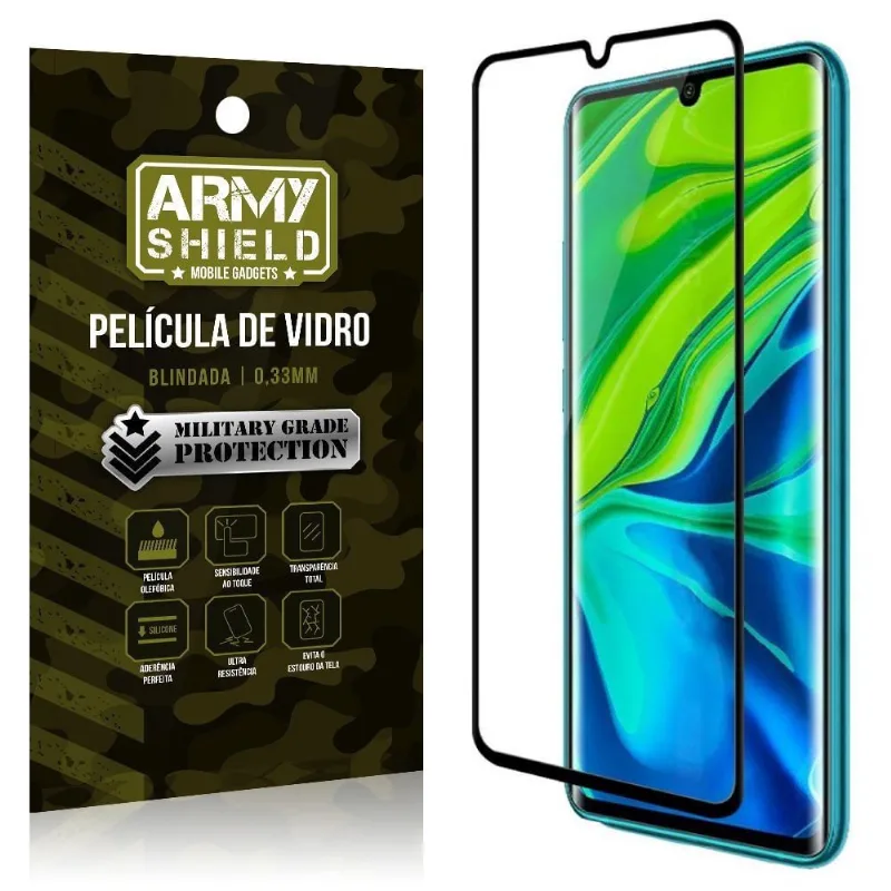 Película de Vidro 3D Cobre a Tela Toda Blindada Mi Note 10 - Armyshield