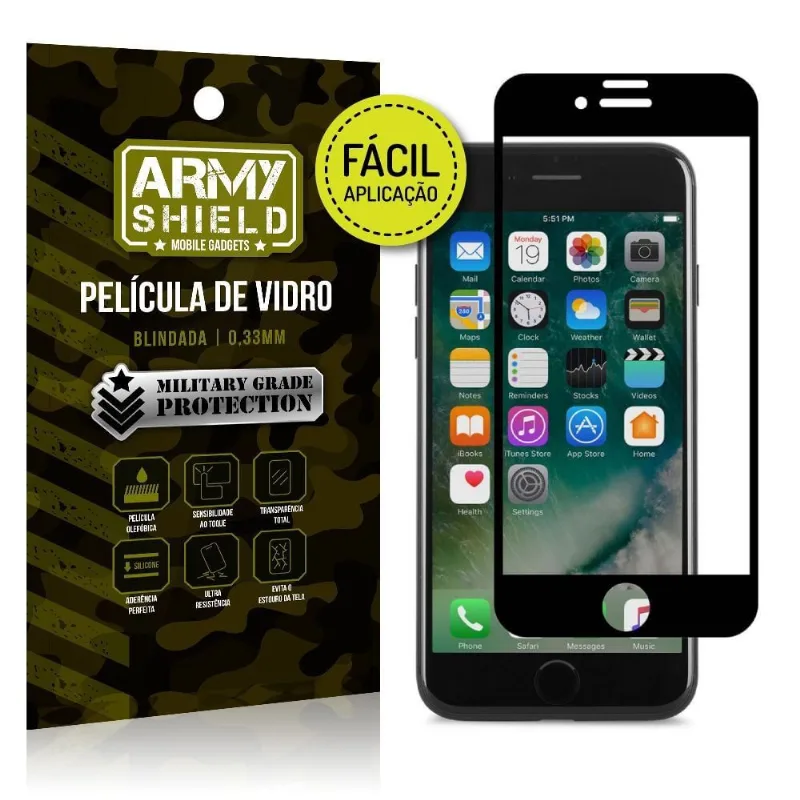 Película 3D Fácil Aplicação Apple iPhone 7 Plus Película 3D - Armyshield