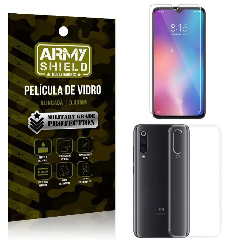 Kit Capa Silicone Xiaomi Mi 9 se Capa Silicone + Película de Vidro - Armyshield