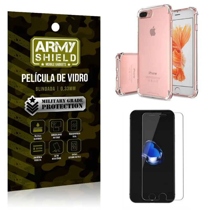 Kit Capa Anti Shock + Película de Vidro iPhone 7G plus - Armyshield
