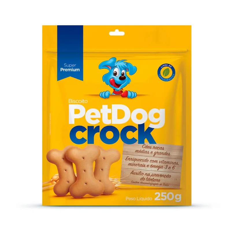 Biscoito Pet Dog Crock Tradicional Para Cães 250g