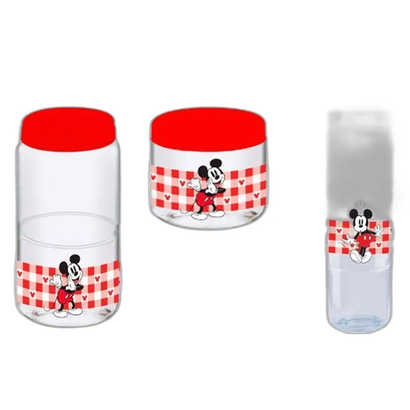 3 Potes Mantimento Cozinha Plástico Mickey Ml