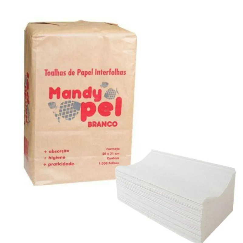 Papel Toalha Interfolha Descartável Branco Mandypel 1000fls