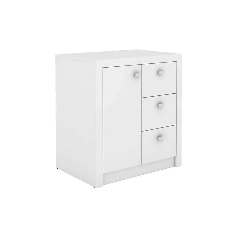 Balcão de Escritório ME4111 c/ 1 Porta e 3 Gavetas Branco - Tecno Mobili