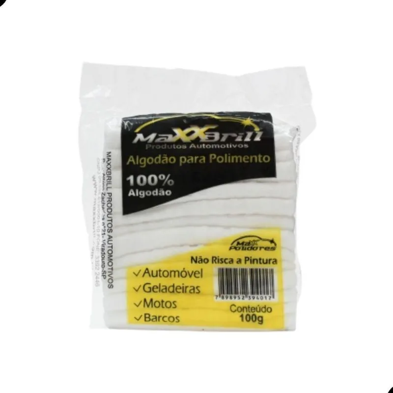Algodão Para Polimento Não Risca Pintura 100g Maxxbrill