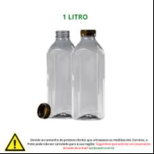 GARRAFA QUADRADA PET 1000ML TP PRETA FDC 50