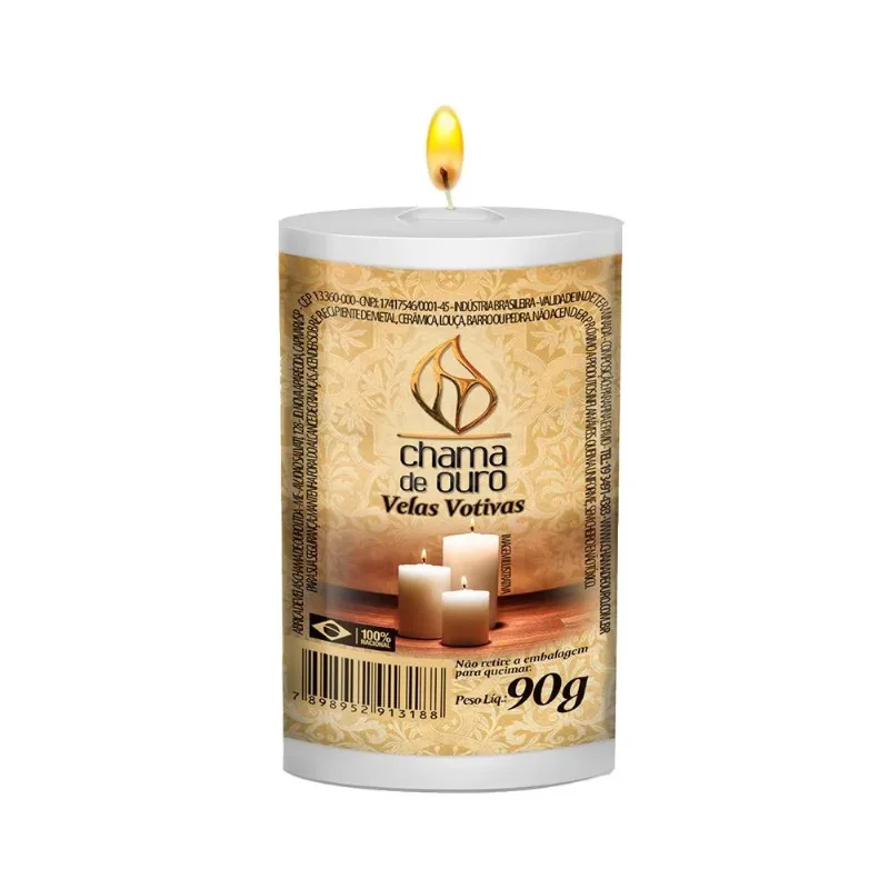 Vela Votiva 90g Branca - Chama de Ouro