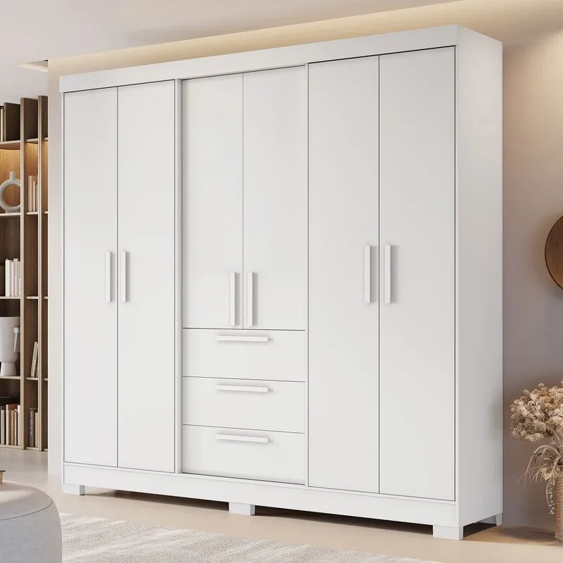Guarda Roupa Casal com Pés 6 Portas 3 Gavetas em MDF NT 6030 Notável Móveis
