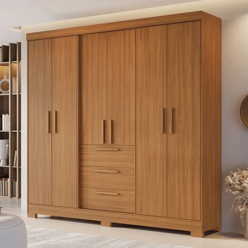 Guarda Roupa Casal com Pés 6 Portas 3 Gavetas em MDF NT 6030 Notável Móveis