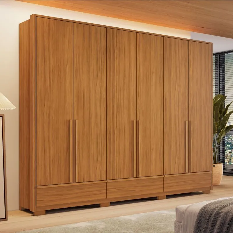 Guarda Roupa Casal com Pés 6 Portas 3 Gavetas em MDF NT 6035 Notável Móveis