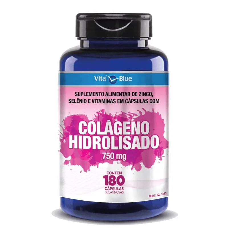 Colágeno Hidrolisado 750mg 180 cápsulas gelatinosas VitaBlue