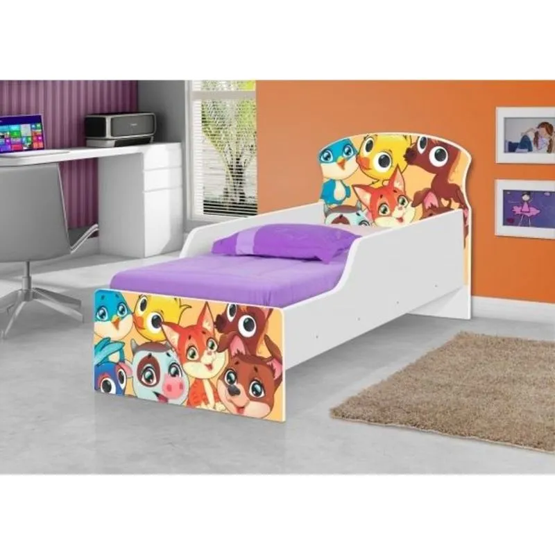 Mini Cama Adesivada Animais com Colchão