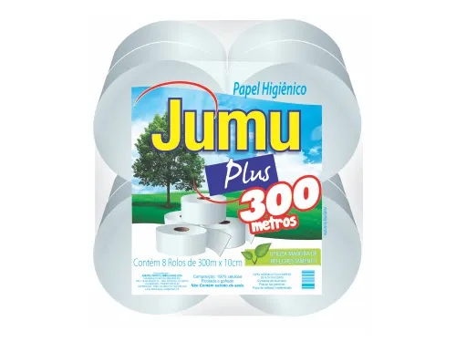 Papel Higiênico Jumu Plus Rolão Branco 8 rolos 10cm x 300 m