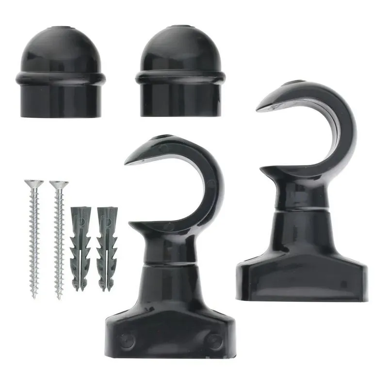 Kit Par De Suporte Para Varão De Cortina 19mm Preto