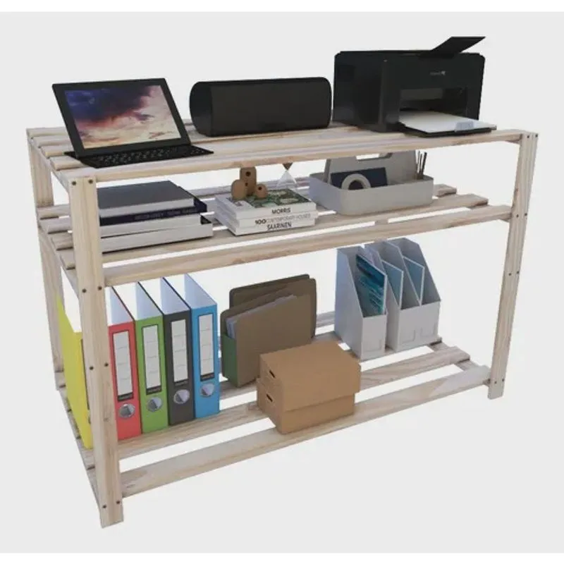 Organizador Escritorio Madeira Pinus Prateleiras Canto Café