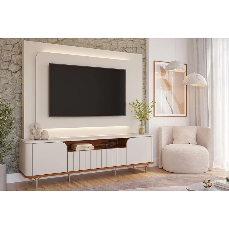 Home Rack Painel P/ TV 70 Pol Diamantina 200cm White Permóbili