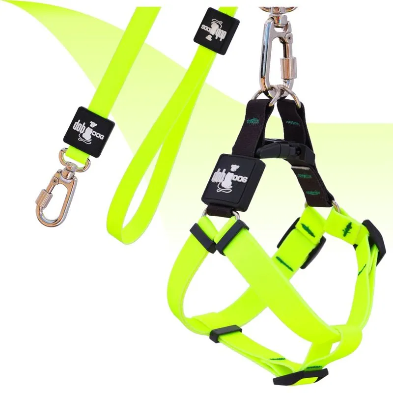 Coleira Peitoral Cachorros com Guia Fluorescente Amarelo P Style
