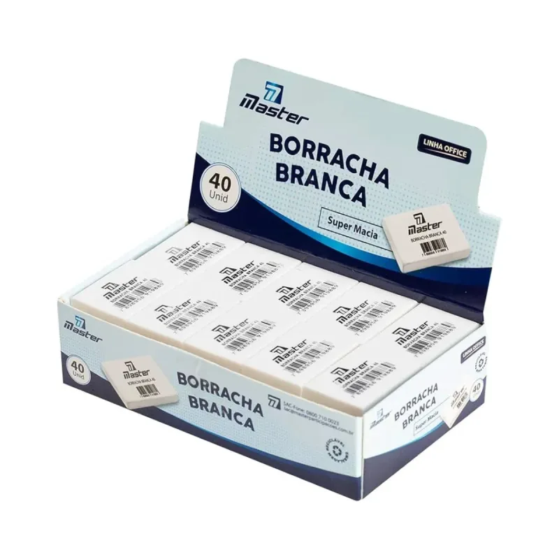 Borracha Escolar Branca N 40 Caixa com 40 unidades