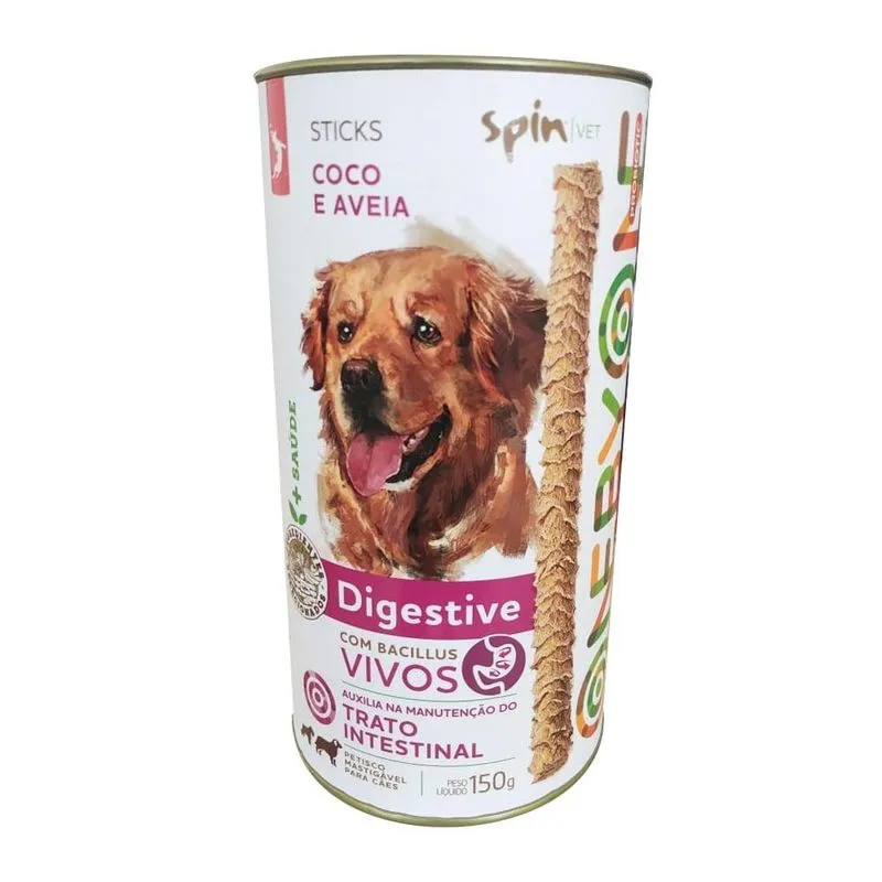 Petisco Spin Pet Stick Probiotic Digestive Sabor Coco E Aveia - 150 G