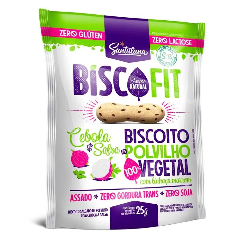Biscoito de Polvilho Vegano Cebola e Salsa Santulana BiscoFIT 250 g