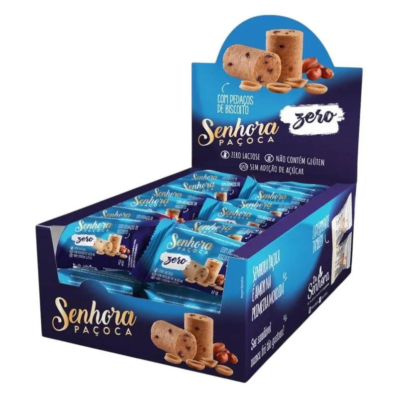 Paçoca Zero Cookies Cacau Black Da Senhora Display 24und 17g