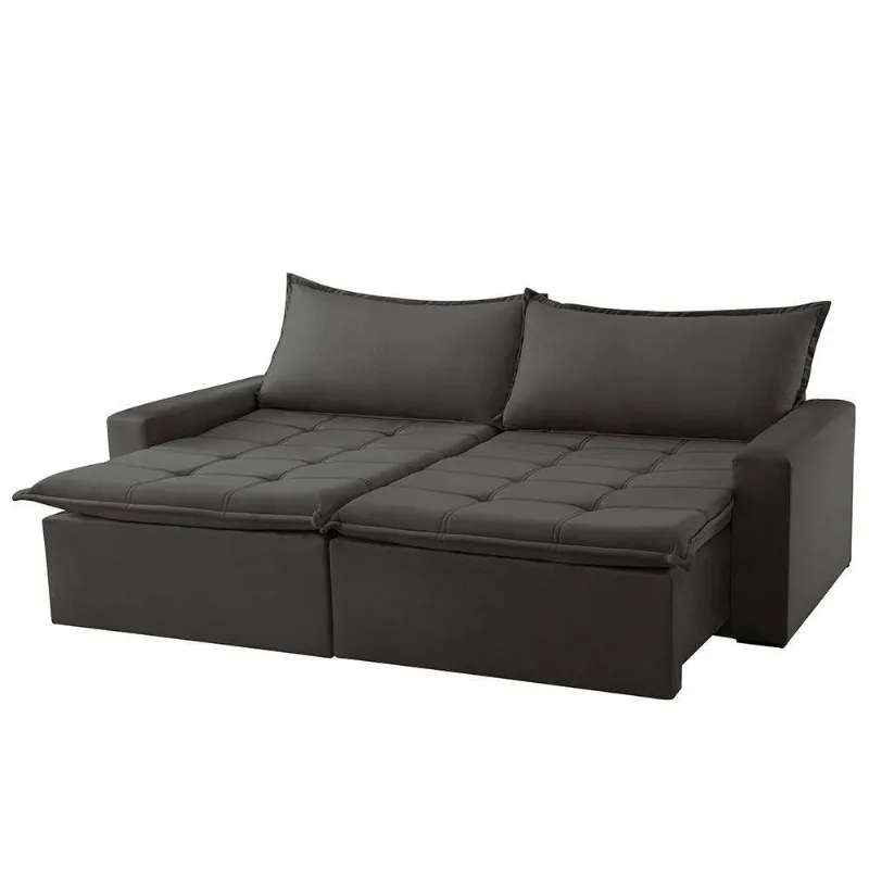 Sofá Cama Imperatriz 4 Lugares Retrátil e Reclinável 220CM Cinza TXR