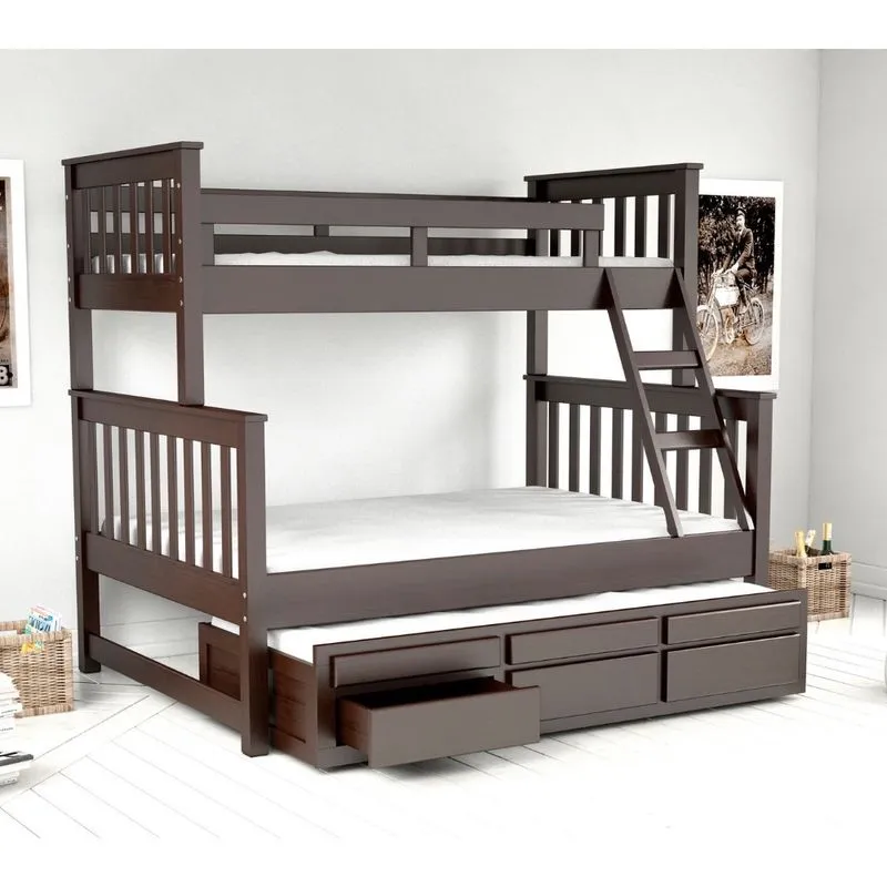 Treliche com Cama de Casal 3 Gavetas Madeira Maciça Saraiva