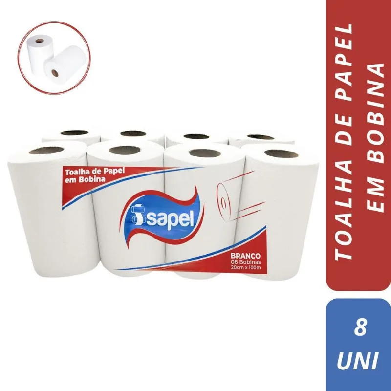 Toalha De Papel Em Bobina Pc Com 8 20x100m Isapel