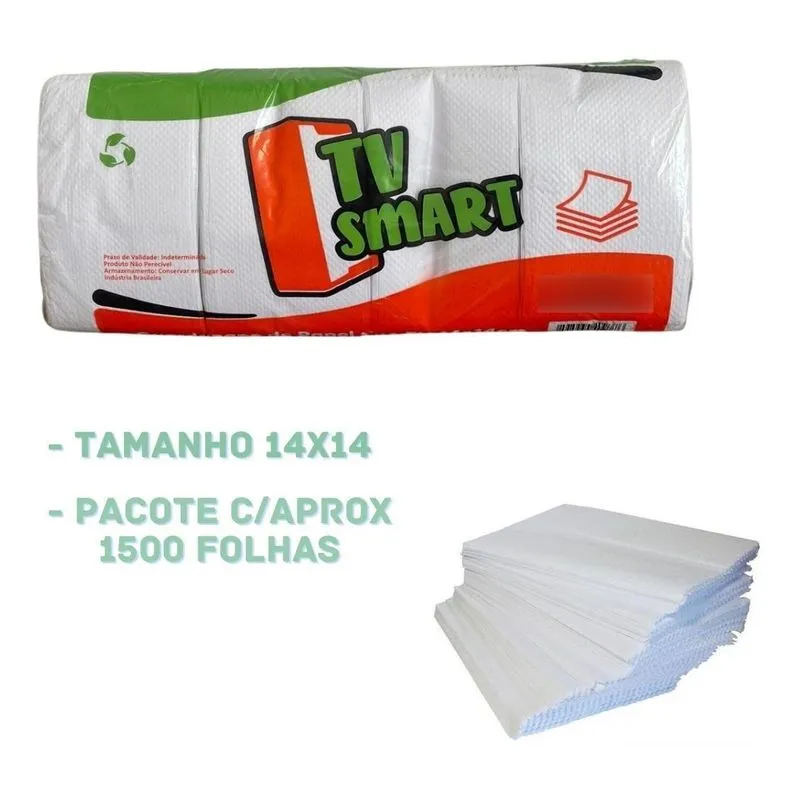 Guardanapo Tv Balcão Papel Celulose Branco 14x14 1500 Un