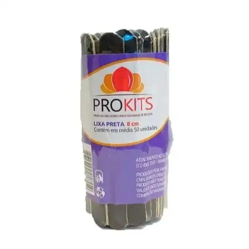 Lixa De Unha Preta 8cm Com 50un Prokits