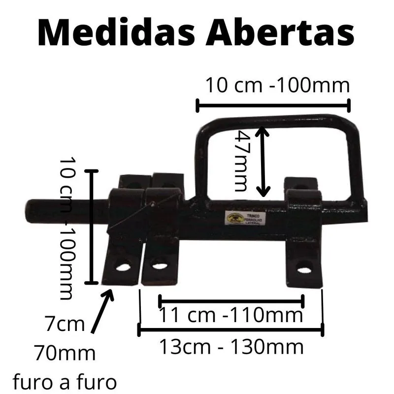 Fechadura Para Porteira De Madeira Metal Trinco Ferrolho