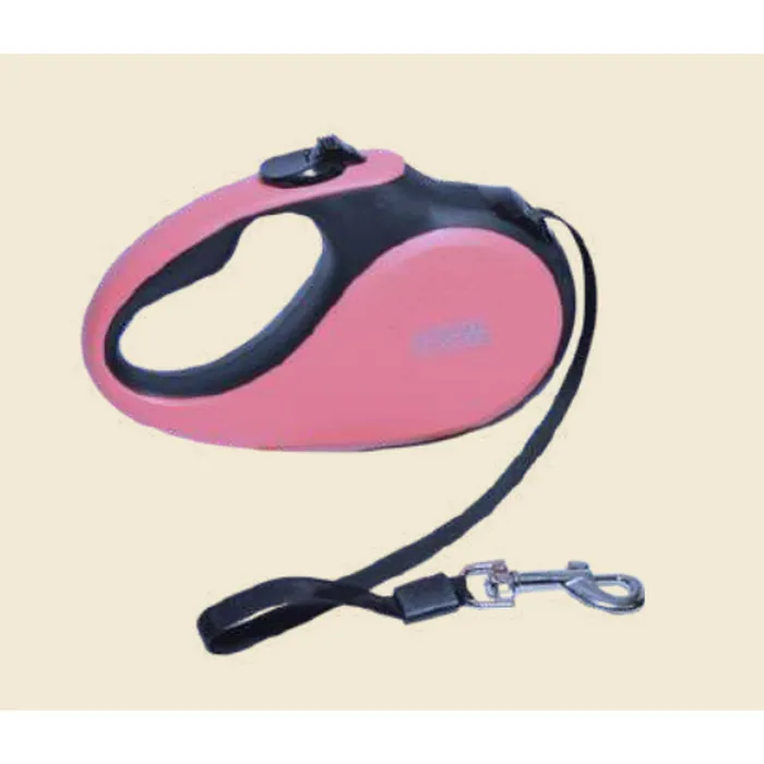 GUIA RETRATIL P/ CAES ATE 15 KG ROSA/ PRETO - GREATPETS