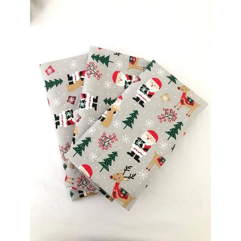 Kit 8 Guardanapo Tecido Tricoline Algodão Para Natal 40x40