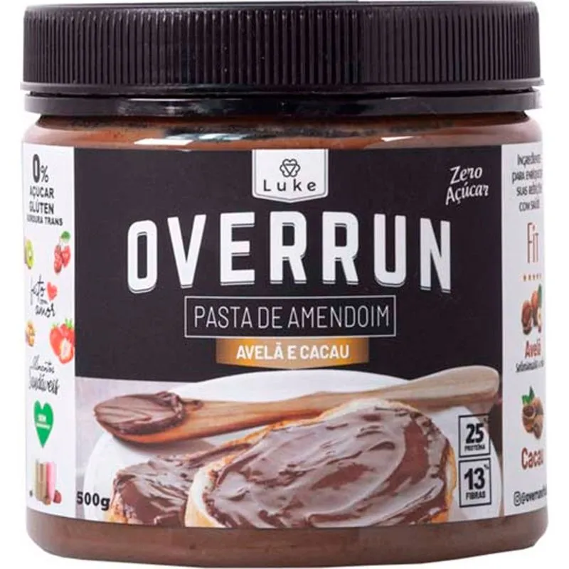 PASTA AMENDOIM ZERO ACUCAR OVERRUM AVELA CACAU 450G