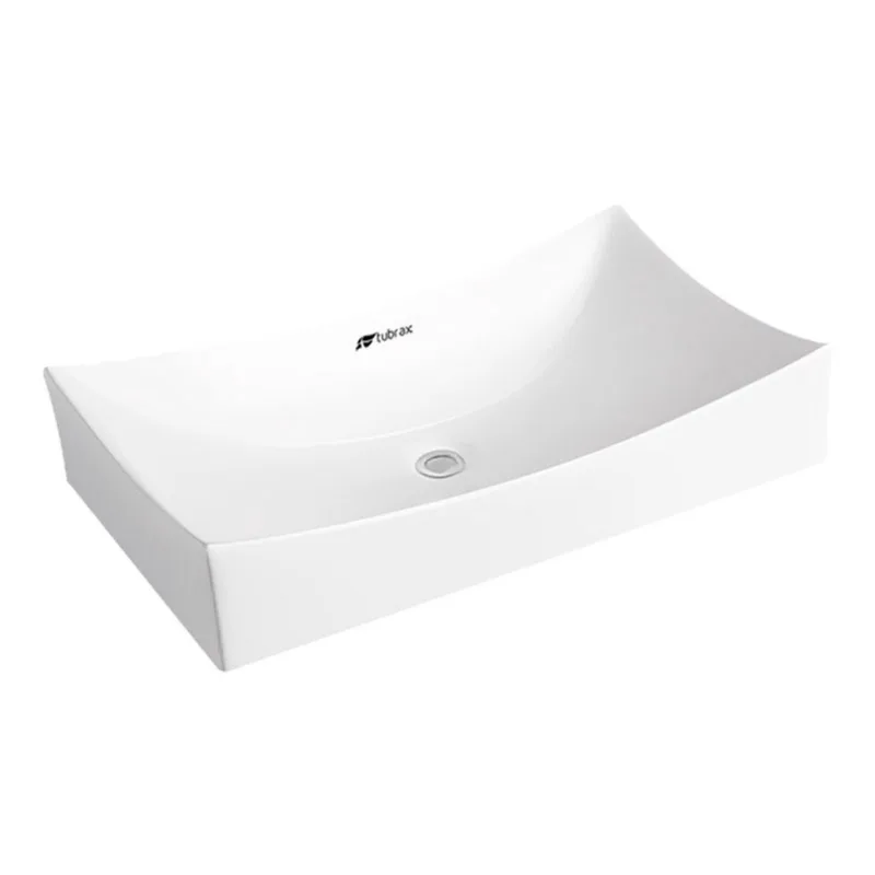 Cuba Banheiro Lavabo Em Cerâmica Louça Branca Retangular Tubrax