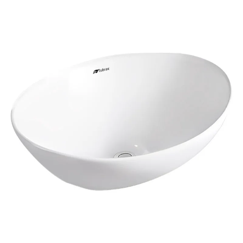 Cuba Banheiro Lavabo Em Louça 41x33 Branca Sobrepor Oval Tubrax - BAB0010