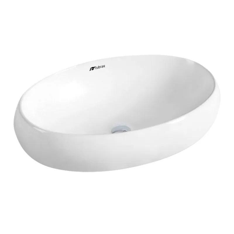 Cuba Lavabo Banheiro Em Cerâmica Louça Oval Branca Apoio Tubrax - BAB0001