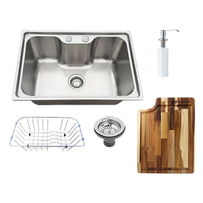 Cuba Cozinha Luxo Gourmet Inox Com Acessórios Aquas + Tábua De Corte Tubrax